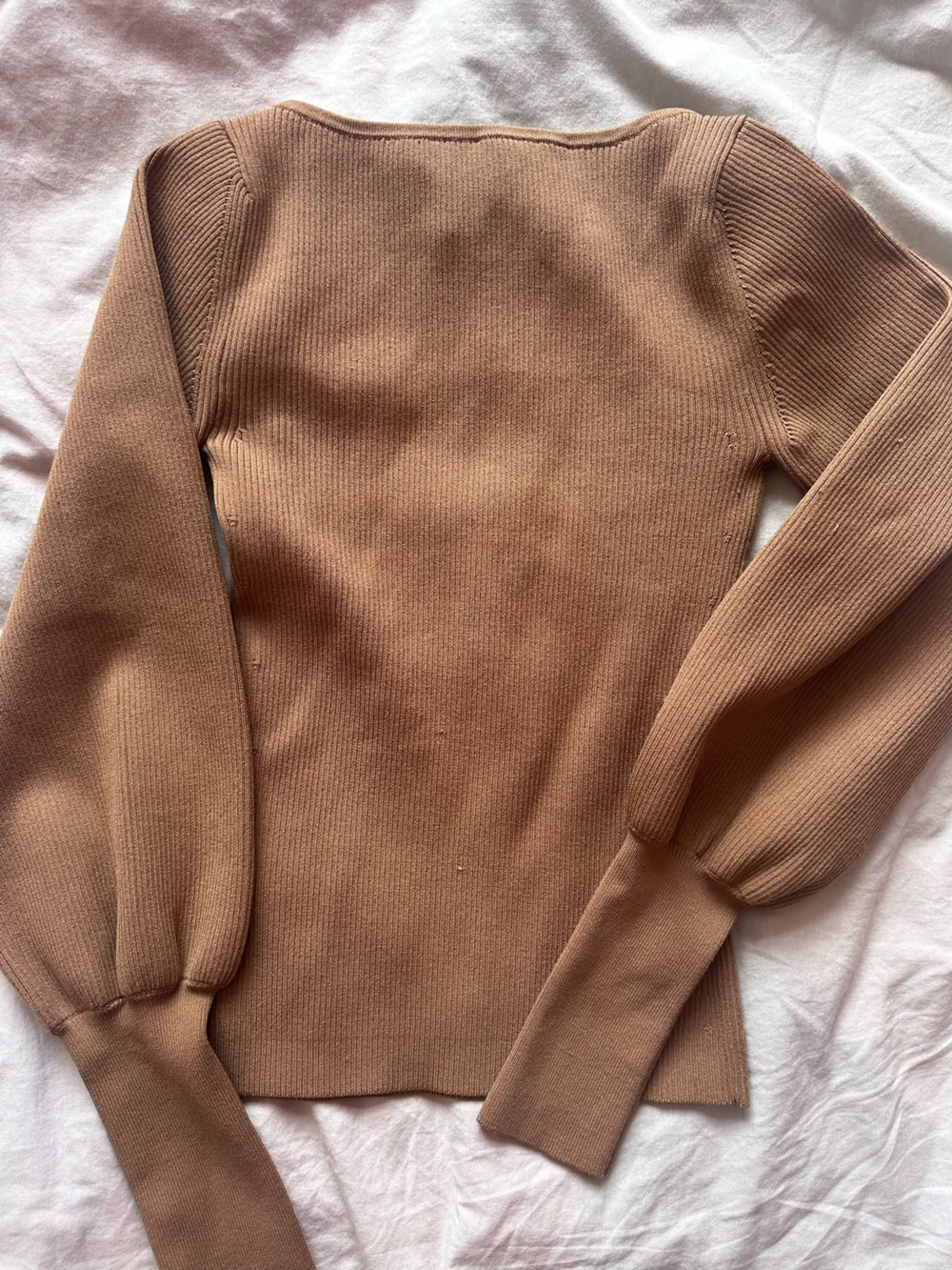 Aritzia Babaton Minimalist Ribbed Square Neck Knit Top Brown XXS - Picture 13 of 14